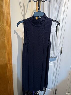 Style & Co. Navy Sleeveless Knit Turtleneck Dress